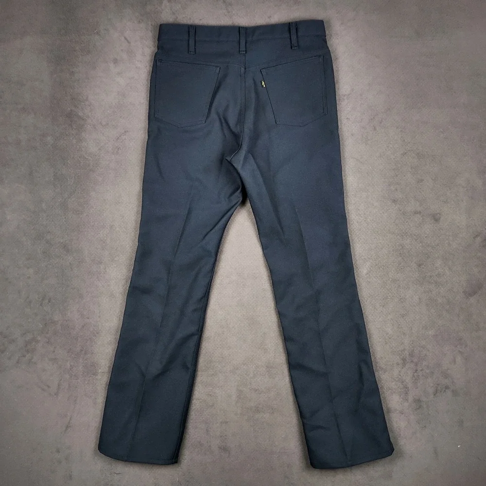 Vintage Levis 517 Sta-Prest Pants Mens 33x32 Navy Blue Dacron Polyester 90s USA